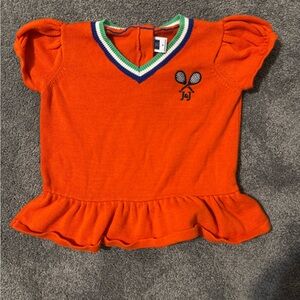 Janie & Jack Orange Knit Tennis Top with Ruffle Hem
